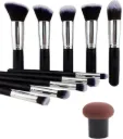 COLOR NEXT 10 Piece Makeup Brush Set with mushroom puff (multicolor)